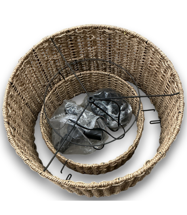 52323 4-Light Global Rattan Cage Drum Hanging Light 20"