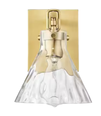 52367 Brass 1-Light Wall Sconce Water Barlon Shade