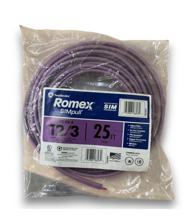 52415 Electrical Wire Roll 12/3 - 25 ft NM-B W/G