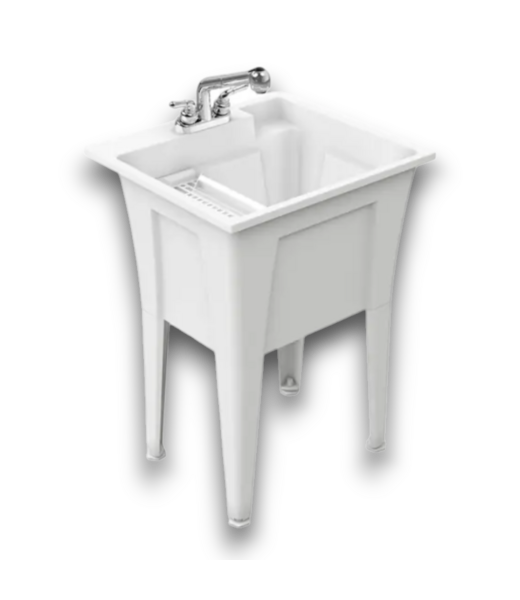 52423 White Freestanding Utility Tub With Drain And Faucet