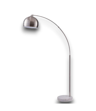 52426 Arquer Nickel/White Marble Arc Floor Lamp