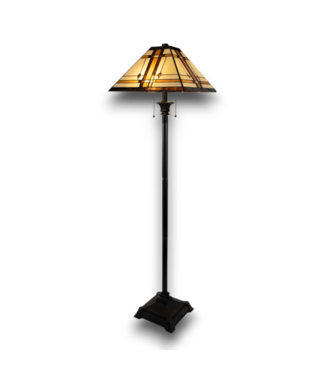 52424 Lavish Tiffany Style 2-Light Floor Lamp
