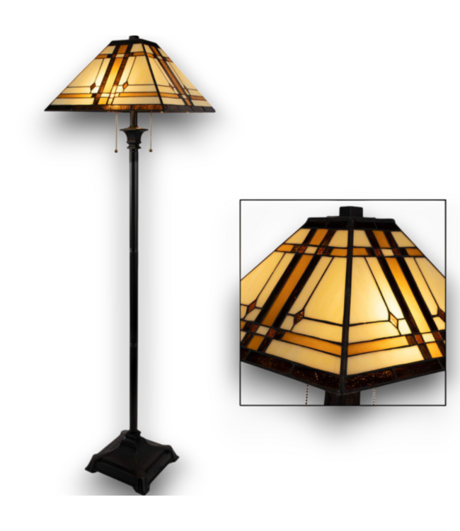 52424 Lavish Tiffany Style 2-Light Floor Lamp