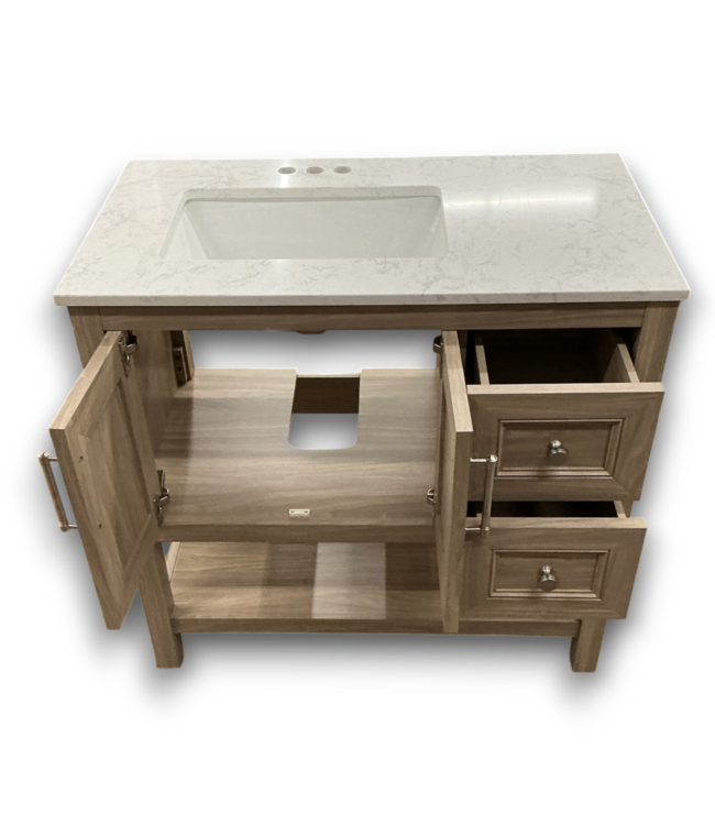 52430 Latte Brown Bathroom Vanity w/White Stone Top 36"