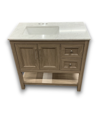 52430 Latte Brown Bathroom Vanity w/White Stone Top 36"