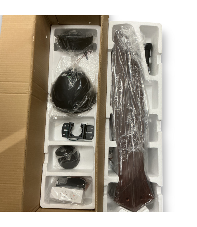 52444 Light-Free Matte Black With Wood Blades Ceiling Fan 56"