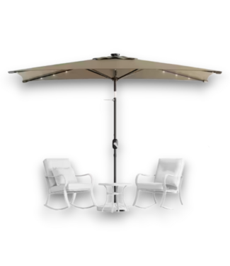 52480 LED Taupe Rectangle Patio Easy Tilt Market Umbrella
