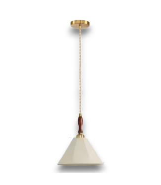 52482 1-light Vintage Walnut Pendant Light With Fabric Shade