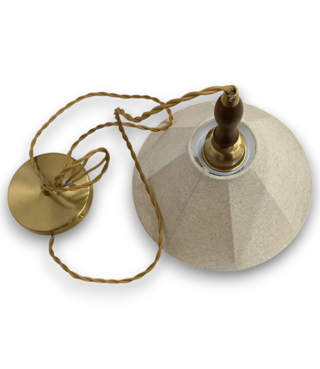 52482 1-light Vintage Walnut Pendant Light With Fabric Shade