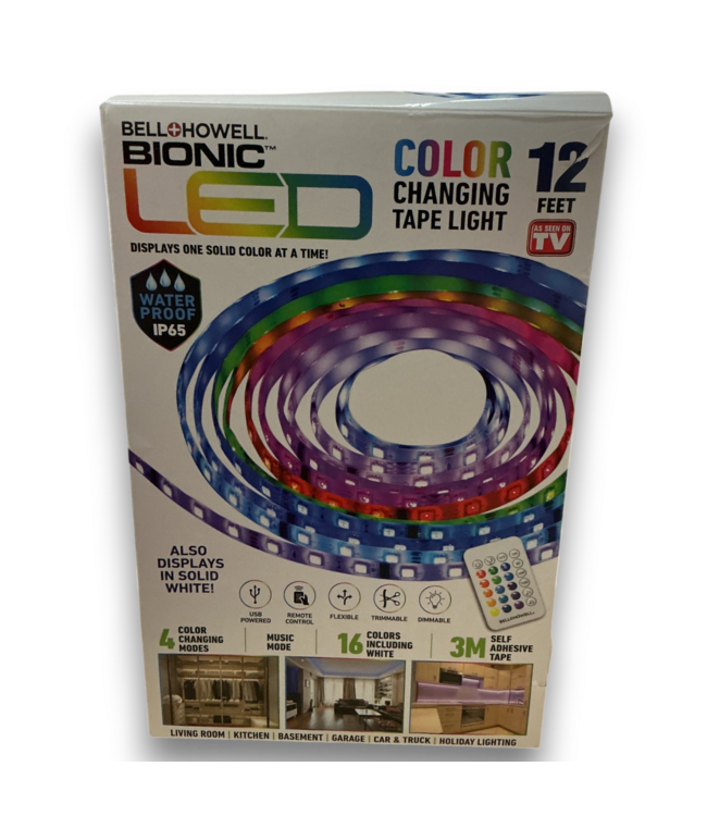 52489 Waterproof LED Color Changing Tape Light 12'