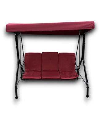 52507 Burgundy 3-Person Patio Swing with Canopy