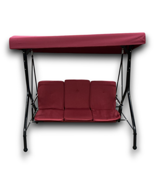 52507 Burgundy 3-Person Patio Swing with Canopy