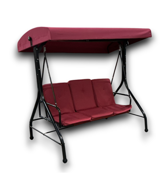 52507 Burgundy 3-Person Patio Swing with Canopy