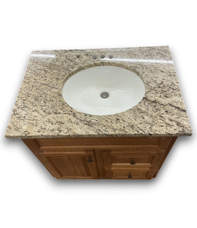 52515 Oak Wood Bathroom Vanity With Stone Top 30"