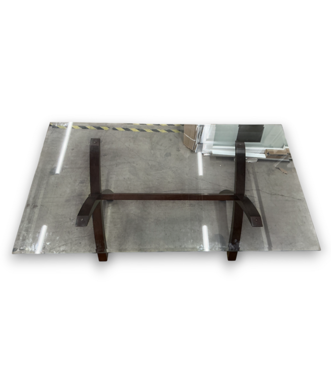 52521 Glass Top X-Wooden Base Dining Table 72" x 30"