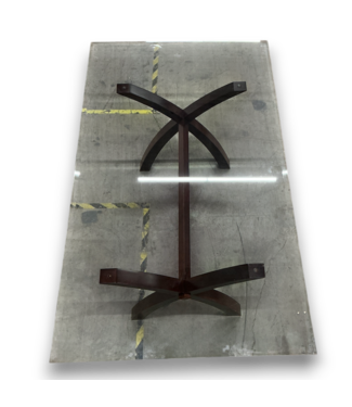 52521 Glass Top X-Wooden Base Dining Table 72" x 30"