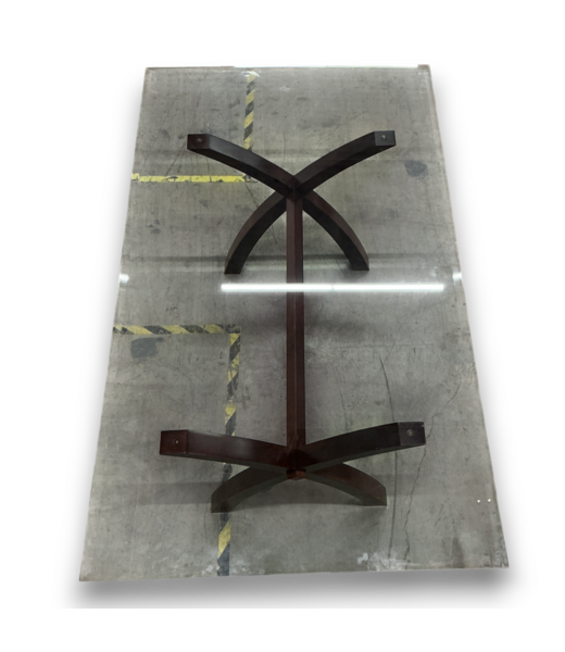 52521 Glass Top X-Wooden Base Dining Table 72" x 30"