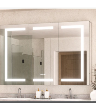 52555 Tri-View LED Anti-Fog Medicine Cabinet With Outlet