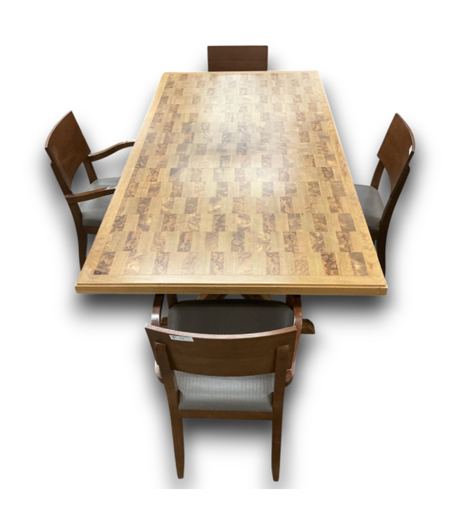 52587 Modern Rustic Parquet Style Dining Table And 4 Chairs