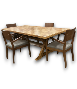52587 Modern Rustic Parquet Style Dining Table And 4 Chairs