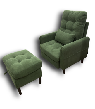 52591 Green Accent Reclining Chair With Storage Ottoman