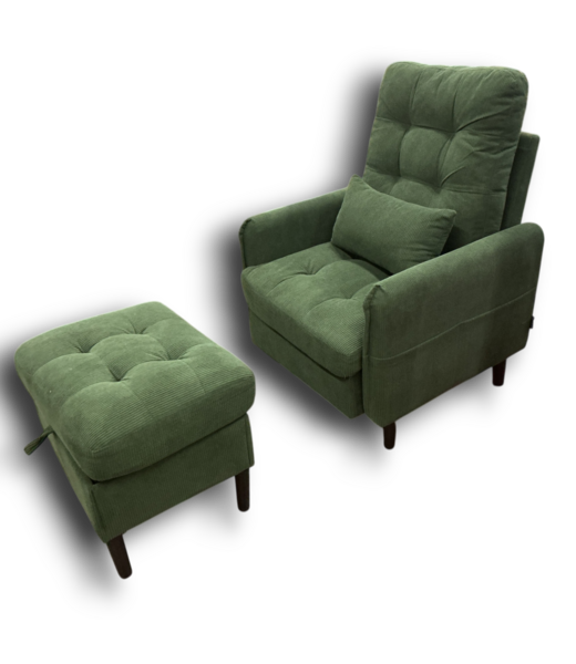 52591 Green Accent Reclining Chair With Storage Ottoman