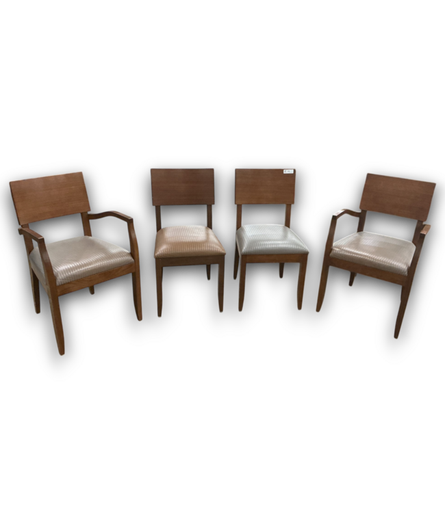 52587 Modern Rustic Parquet Style Dining Table And 4 Chairs