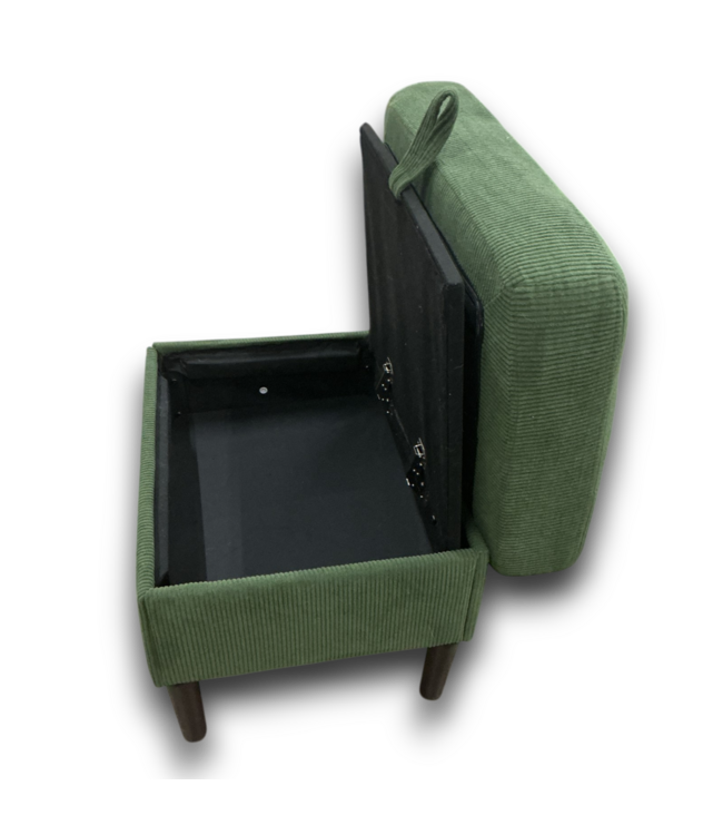 52591 Green Accent Reclining Chair With Storage Ottoman
