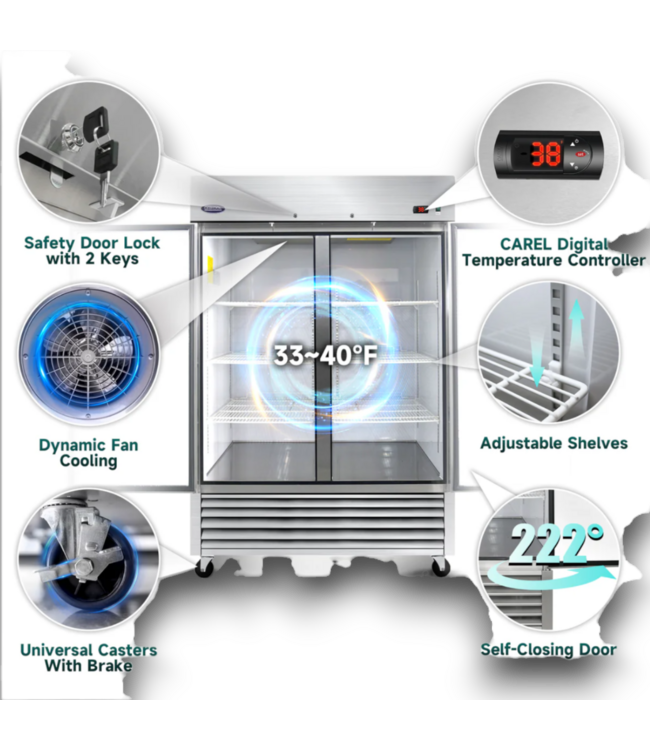 52645 Commercial Stainless Steel Reach-In Refrigerator 54"