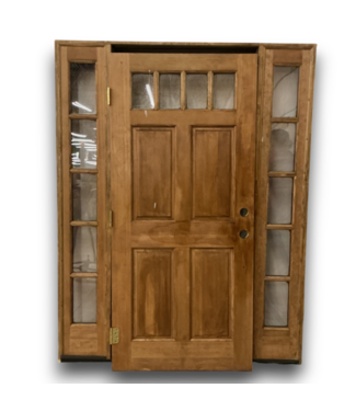 52647 Knotty Alder Wood Exterior Door With 2 Sidelights