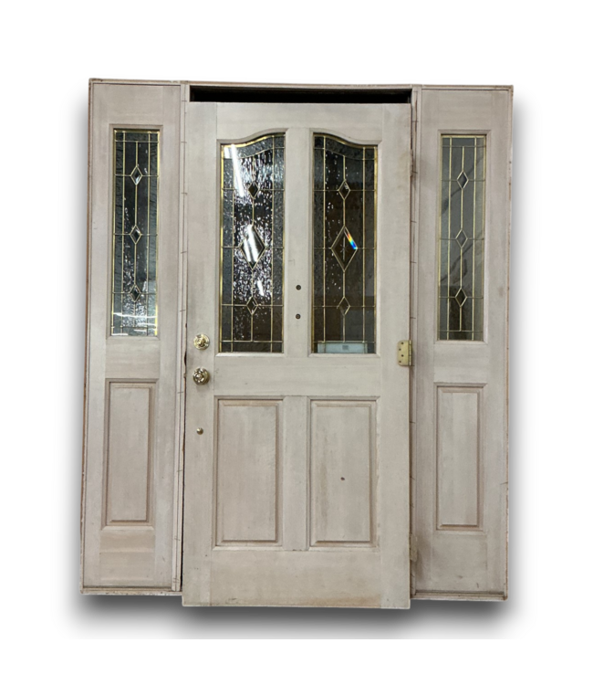 52648 Antique Wooden Exterior Door With Glass Panels 68" x 81"