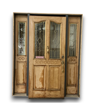 52648 Antique Wooden Exterior Door With Glass Panels 68" x 81"