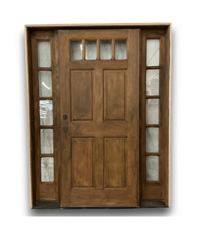 52647 Knotty Alder Wood Exterior Door With 2 Sidelights