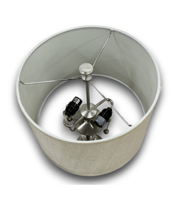 52660 Brushed Nickel & Wood 2-Light Table Lamp 28"H