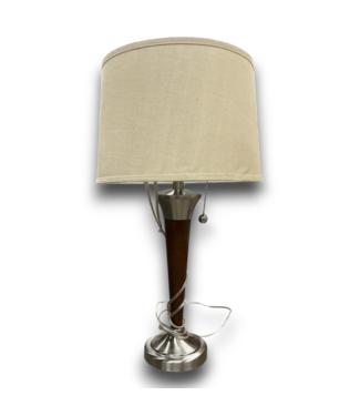 52660 Brushed Nickel & Wood 2-Light Table Lamp 28"H