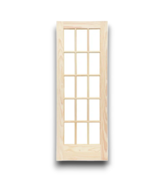 52663 15-Lite Pine Wood French Door Slab 32" x 80"