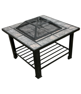 52664 Square Steel Fire Pit and Table with Cover
