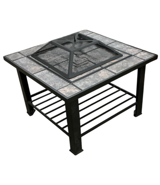 52664 Square Steel Fire Pit and Table with Cover