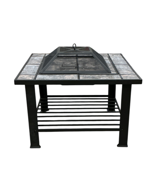 52664 Square Steel Fire Pit and Table with Cover