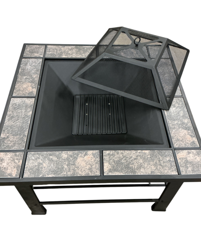 52664 Square Steel Fire Pit and Table with Cover