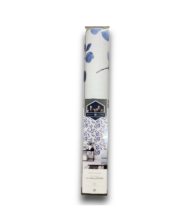 52691 Indigo Vinyl Floral Peel & Stick Wallpaper 30.75 sq. ft.
