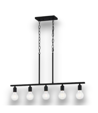52692 Matte Black 5-Light Bare Bulb Chandelier