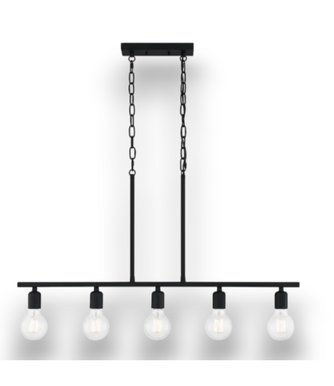52692 Matte Black 5-Light Bare Bulb Chandelier