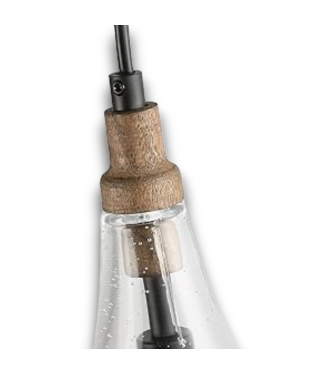 52697 Seeded Glass & Wood Hanging Pendant Light