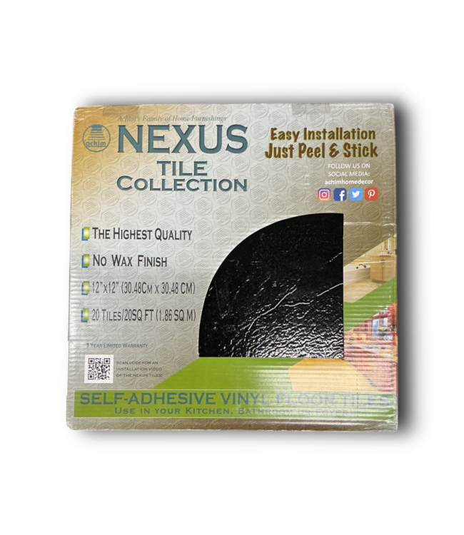 52701 Black Peel & Stick Solid Vinyl Tile Flooring 20 sq. ft.