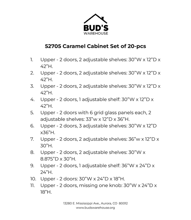 52705 Caramel Cabinet Set of 20-pcs