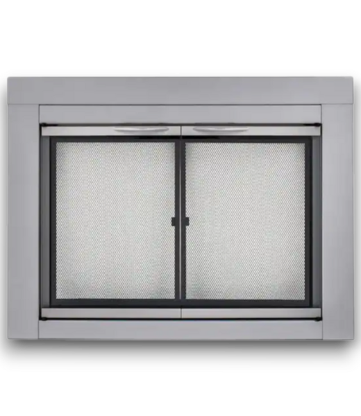52728 Nickel Cabinet Style Fireplace Doors 30" to 37"W