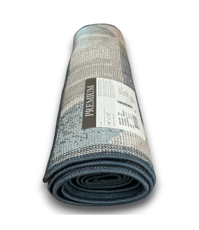 52729 Premium Multi-Color Blue Rectangle Shape Runner Rug 2'x7'