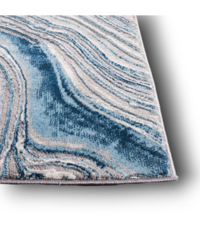 52737 Blue and Grey Runner Rug 2'W x 8'L