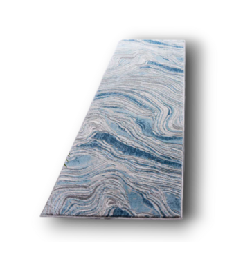 52737 Blue and Grey Runner Rug 2'W x 8'L